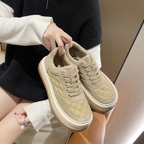 Shoes Womens autumn and winter Joker ins Tide Board Shoes 2021 Winter New Big Head Shoes Two Cotton Thick Fit and Velvet Canvas Shoes