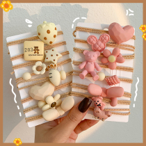 Children's rubber band female tied head cute bear head rope girl baby hair rope does not hurt hair elastic rubber band hair accessories