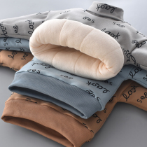 Boys and girls plus velvet clothes childrens padded jacket thickened childrens base shirt autumn and winter clothes baby warm coat tide