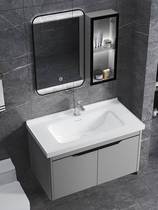Toilet wall-mounted washbasin bathroom cabinet integrated ceramic basin wash basin rock board small household wash pool