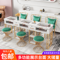 New light luxury manicure table chair full set high-end single double net Red simple modern glass manicure manicure table