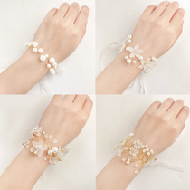 Bridesmaid hand flower bride wrist flower bridesmaid group wrist flower Super fairy Korean Fairy Sister Group Pearl wrist wedding