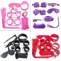 Adult Bondage Foreplay Fetish Set Cuffs Whip Collar