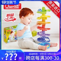 Enlightenment quercetti Rainbow Circle Tower Baby Puzzle Turn Music Track Ball Childrens Stored Music Toys One Year