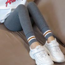 Girls beat bottom pants Spring and autumn slim outside wearing childrens pants plus suede thickened spring pure cotton foreign air female big child long pants