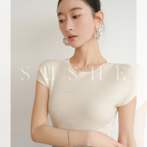 Beam Fair SUSHE Classic 100 lap T-shirt with sexual comfort seamless all-wool air sensation wrapped shoulder-knitted cardigan