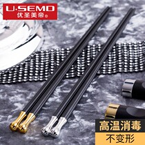 Chopsticks Home Alloy Quick Son Hotel Days Style Pointed High-end Plastic New Golden Silver Restaurant Non-slip 10 Double