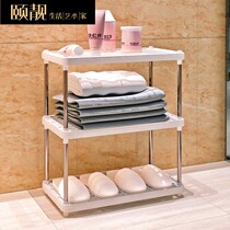 Storage rack plastic floor storage rack kitchen shelf living room bathroom finishing shelf three floors