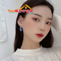 S925 silver needle Japanese and Korean creative sweet rose flower earrings fresh lavender earrings temperament white earrings 90