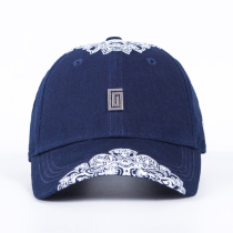 Crown ring national wind blue print embroidery baseball cap male spring summer trend female Cap outdoor sunshade hat tide card