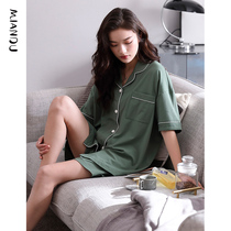 2021 new pajamas womens summer pure cotton short-sleeved thin Xinjiang cotton mens womens summer lovers mens home clothes