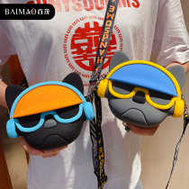 Baimao handsome dog cartoon silicone coin purse messenger storage bag creative portable coin childrens student wallet