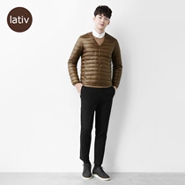 lativ Chengyi light mens down jacket V-neck autumn and winter workplace light down jacket jacket inner jacket mens clothing