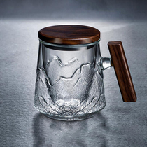 Teacup tea water separation tea cup with lid thick mens glass teacup personal office filter Cup