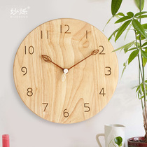 Watch wall hanging Japanese solid wood simple creative fashion clock Living room wood wall clock Silent watch Nordic style