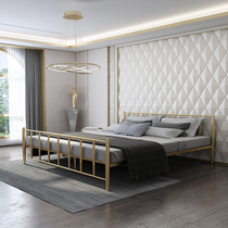 Nordic light luxury wrought iron bed Double bed Single bed 1 8 meters 1 5 paint simple modern thickened reinforced iron bed frame