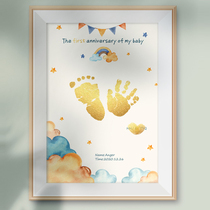 Original newborn baby childrens hand-foot print painting custom full moon 100-day souvenir photo frame birthday setting frame