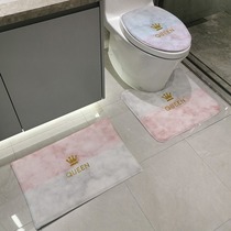 Modern luxury gold marble toilet seat cushion three-piece cover cover toilet seat non-slip U-shaped floor mat