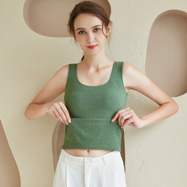 Cation plus suede self-heating warm clothes spring autumn with chest cushion integrated underwear bottom inner wearing vest woman winter defense cold