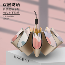 Sunny and rain dual-use Parasol Female summer parasol double double sunscreen umbrella anti-ultraviolet hipster umbrella folding