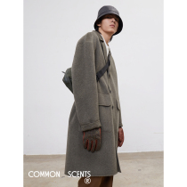 COMMON SCENTS 20 years OF autumn AND winter new triangle needle double-sided Ni MEDIUM AND long wool coat coat