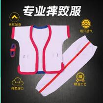 Wrestling clothes men and women Chinese wrestling clothes Red Blue White thick cotton white pants XS