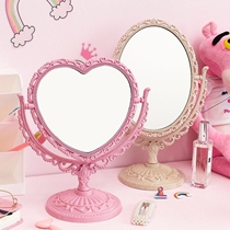 High-value small mirror makeup mirror on the table light luxury high-end table mirror bedroom dressing table can be turned over