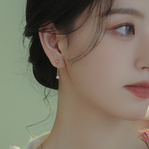 Mini version of the wind in blow 14k bag gold small pearl earthen wire ear stud long ear decoration small flow suearrings woman