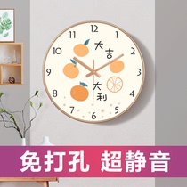 Auspicious Little Clear New Living Room Round Hanging Clock Silent Sweep Seconds Things Ruyi Nordic Wind Creativity Bedroom Watch Wall-mounted Wall