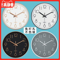 Watch wall clock Living room modern simple atmosphere Creative mute household light luxury Nordic Quartz clock Bedroom wall clock