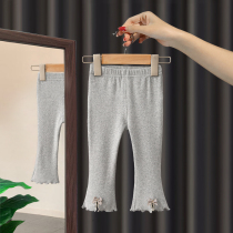 Girl Beats Bottom Pants 2022 New Children Foreign Air Thin outside wearing long pants Trumpet Spring Autumn Female Baby Spring Dress Tide