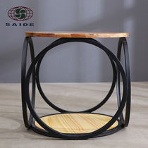 Factory direct creative side table Anxi iron art Nordic solid wood four-seater sofa table a few round small side