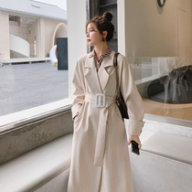 Beige Windcoat Jacket Woman mid length 2022 Early spring new popular loose French style chic temperament cashew coat