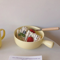 Baby baby food small steaming bowl Soup bowl Microwave oven suitable for Chinese style with handle Childrens handle bowl ceramic