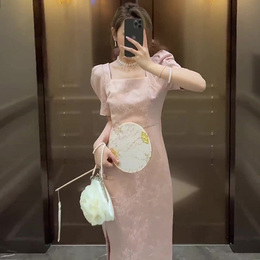French retro Chinese style improvement cheongsam young girl style style party collar pink dress summer advanced sense