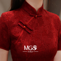 Red cheongsam 2021 new young Chinese style modified fishtail toast dress bride engagement dress summer female