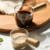 Hongyi glass small Milk Cup wooden handle with a drainage tip cup espresso plus Milk Cup mini extraction Cup