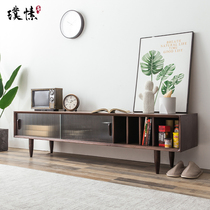 New Chinese TV cabinet TV cabinet small apartment light luxury Net red Changhong glass modern all solid wood ins Wind