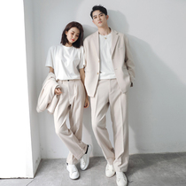 Summer thin loose suit mens suit youth Korean version of the trend couple wear lazy style casual suit jacket women