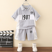 Boys summer sports suit 2022 new baby handsome chic summer fit children short sleeve polo shirt two sets