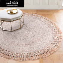 Rsemnia Light Lavish Living Room Round Carpet Nordic Style Bedroom Wool Hand Woven Dresser Ground Mat