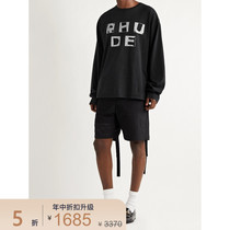 SALE]Rhude 2021 summer mens black hooded long-sleeved sweater NAP NET-A-PORTER