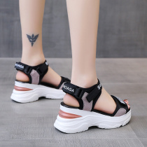 Thick Bottom Old Daddy Sports Sandals Women Summer Flat Bottom 2022 New Pine Pastry Base Slopes Heel Heightened Casual Beach Shoes