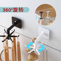 Bottle brush hook rack storage drain shelf punch-free kitchen rack rotating hook wall-mounted