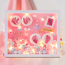 Baby hand and foot ink pad full moon lanugo souvenir photo frame creative newborn baby boy 100 days handprint footprint gift