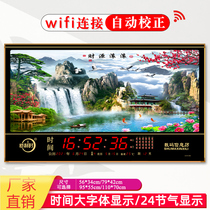 Kailis new WiFi digital perpetual calendar electronic clock wall clock living room creative silent electronic clock calendar clock