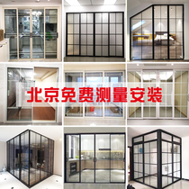 Beijing custom very narrow edge kitchen door sliding door Balcony living room bedroom glass partition Aluminum alloy folding sliding door