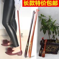 Shoe target wearing shoes tools extended long handle shoehorn solid wood shoestring long shoestring bar bar