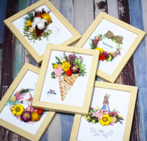 Dried flowers forever flower picture frame material bag diy three-dimensional stickers botanical specimens home decoration operation Festival