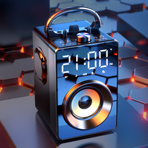 Bluetooth audio Outdoor high volume square dance Home portable portable speaker K song wireless microphone Small audio subwoofer Shop recording stall payment broadcast with clock alarm clock
